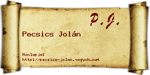 Pecsics Jolán névjegykártya