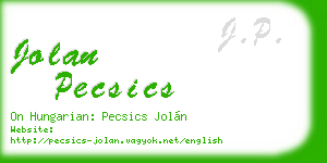 jolan pecsics business card